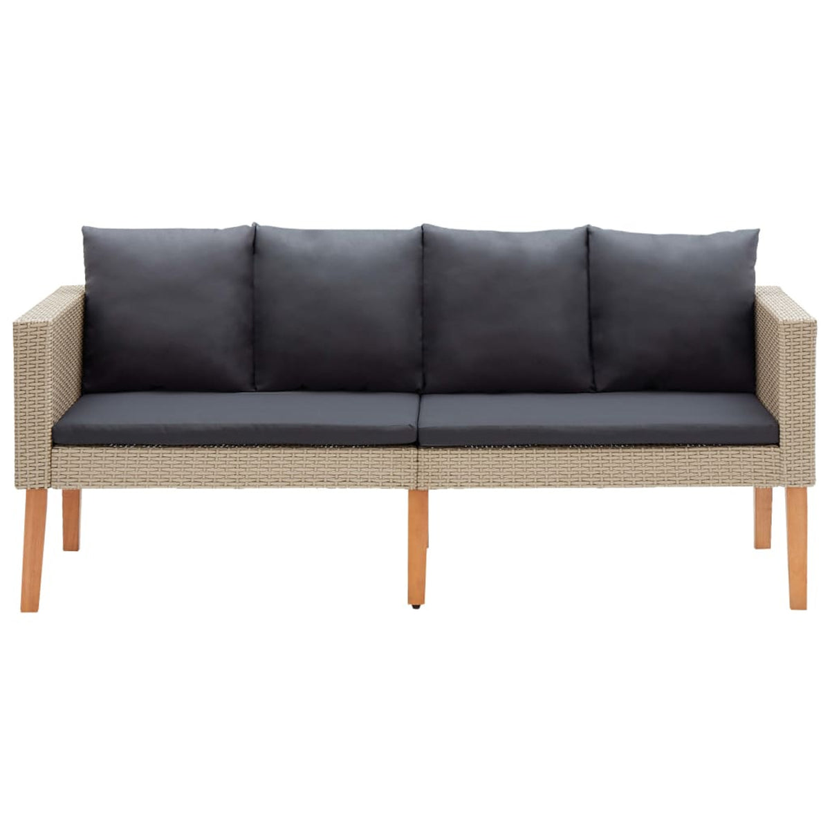 Beige Poly Rattan 2-Seater Patio Sofa with Cushions Q5608