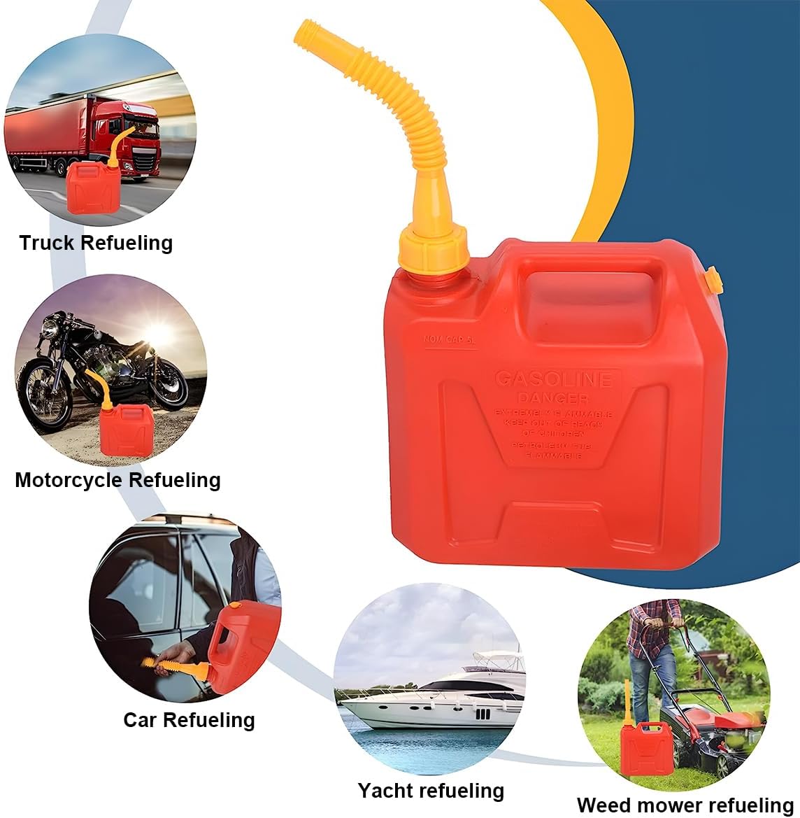 Gas Can Spout Replacement Kits, Flexible Gas Can Nozzle with Screw Collar Caps, Spout Sealing Cap, Rubber Gasket, Replacement Vent Caps J419
