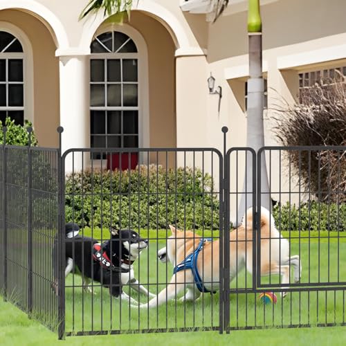 Silver Gray 8 Panels 32 inch Heavy Duty Folding Dog Playpen with Door Z388667