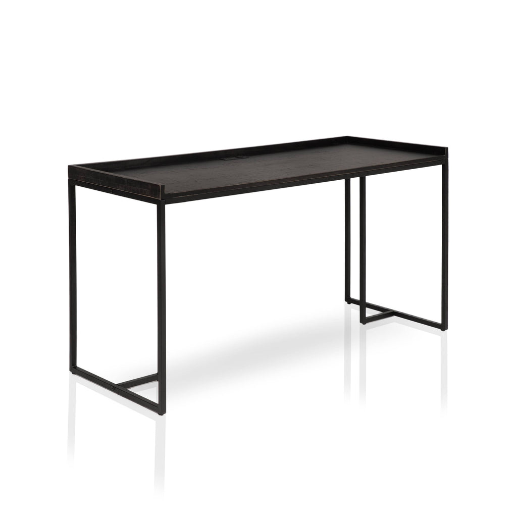 Black Industrial Computer Desk with USB Port V129
