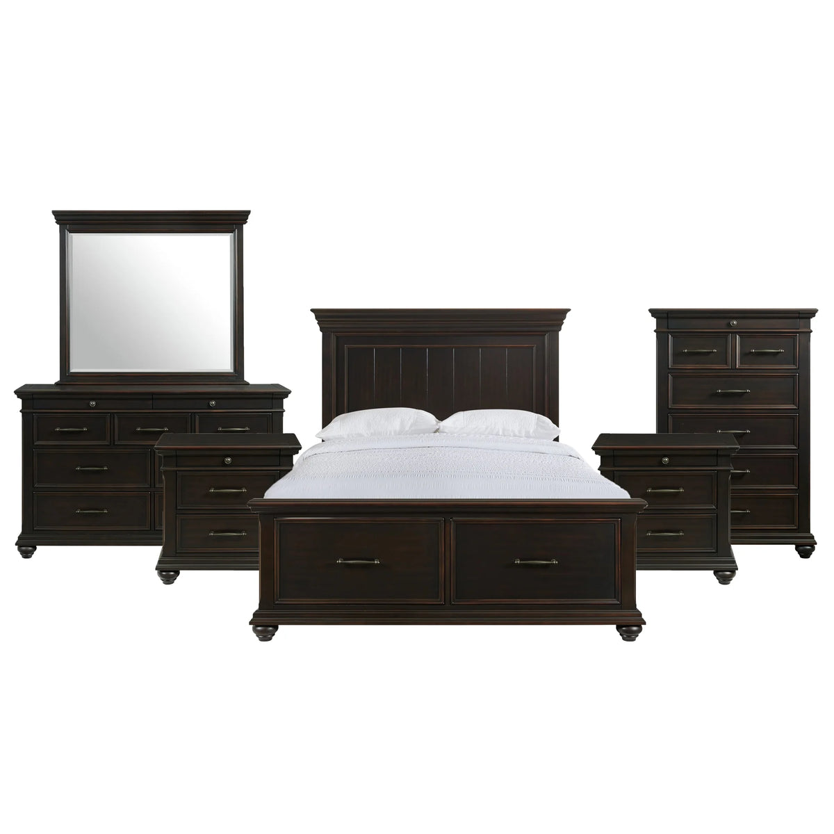 Black Queen Platform Storage 6PC Bedroom Set L18700