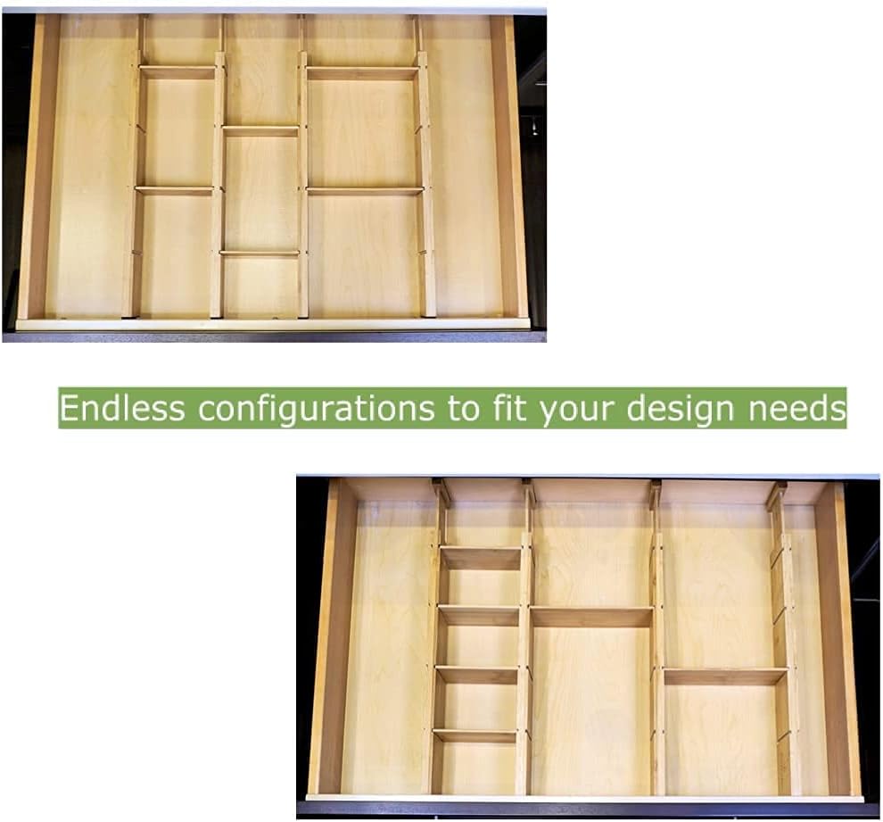 4 Pack Bamboo Drawer Dividers with 9 Inserts T32672