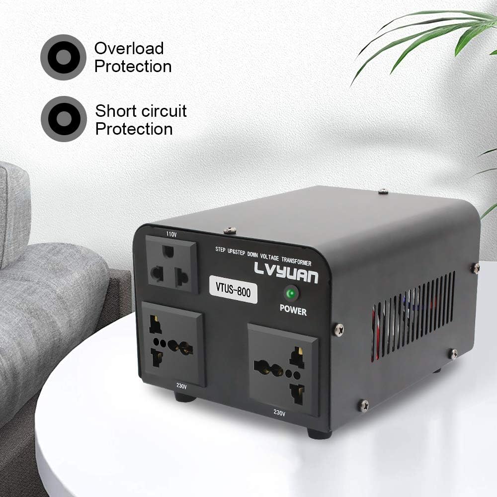 Voltage Transformer Converter 800 Watt Step Up/Down with 1 US Outlets, 2 Universal Outlets Pack of 2 K6651