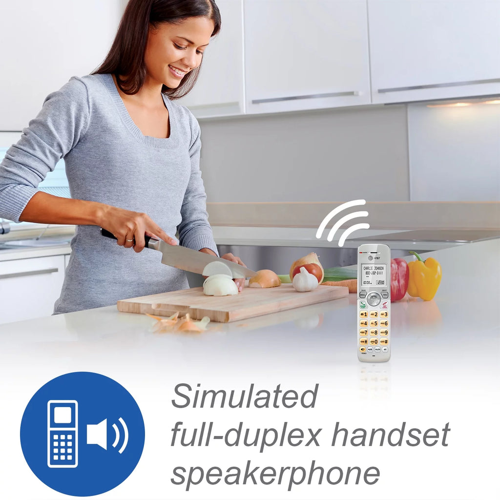 Expandable Cordless Phone with Answering System and Caller ID, 3 Handsets, White/Silver U28994