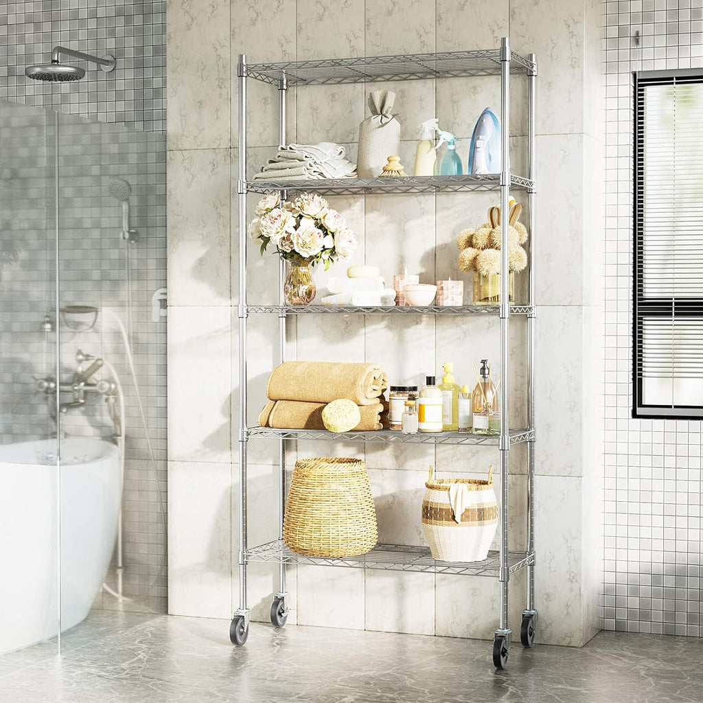 Chrome 5 Tier Rolling Metal Utility Cart Y927942