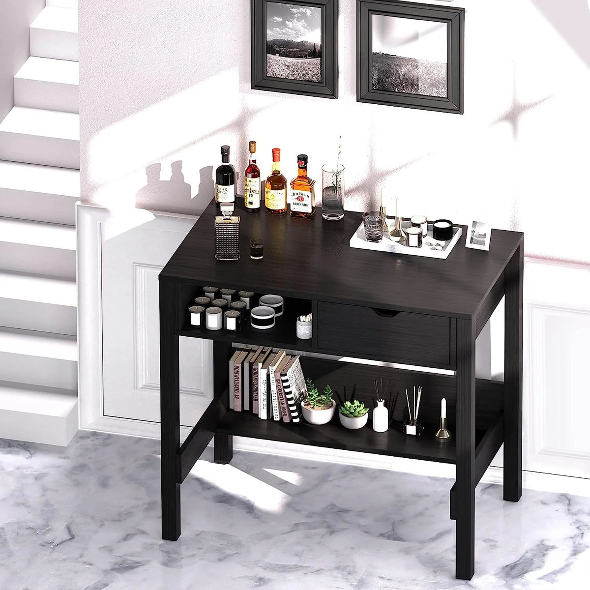Black 32 inch Computer Desk with Drawers W230288