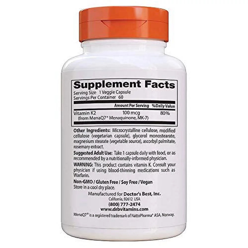Natural Vitamin K2 Mk-7 with MenaQ7, 60 Count I803