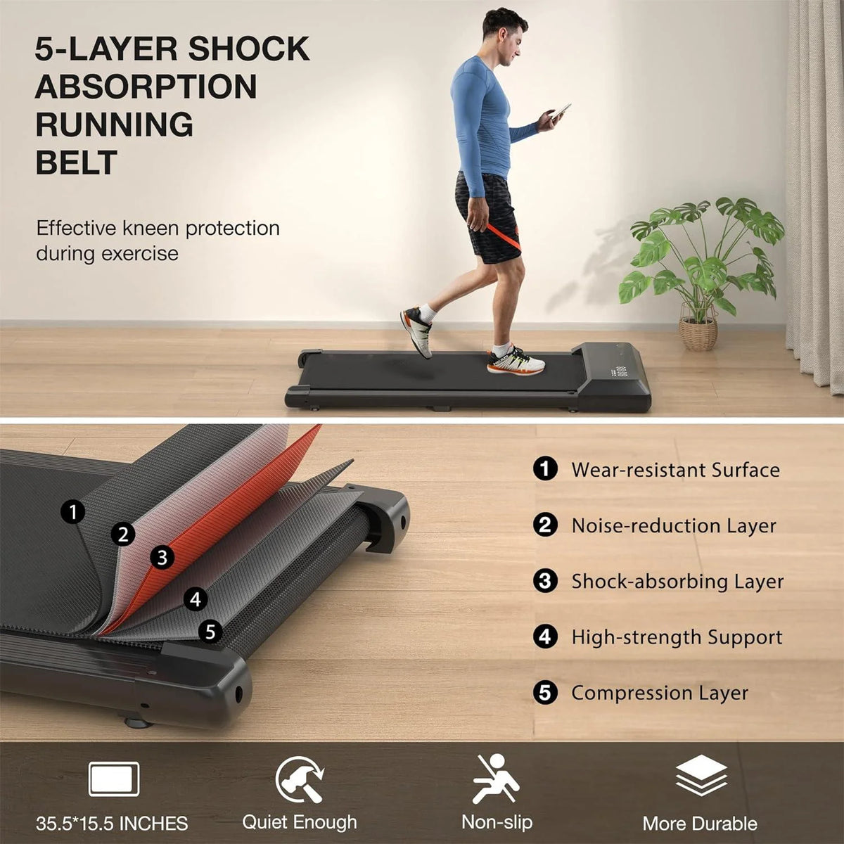 Under Desk Treadmill 2 in 1 Portable Walking Pad 2.5HP C33766