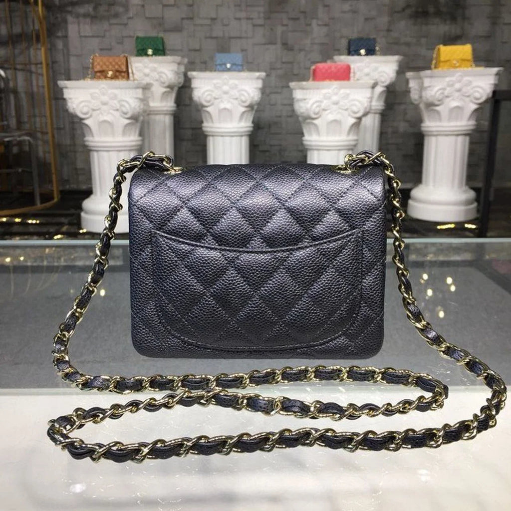 Black Caviar Mini Flap Bag Q750