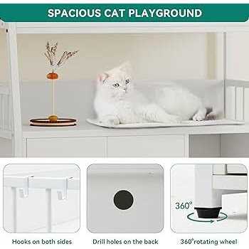 Cat Litter Box Enclosure with Storage Shelves Wooden Hidden Cat Cabinet R49864
