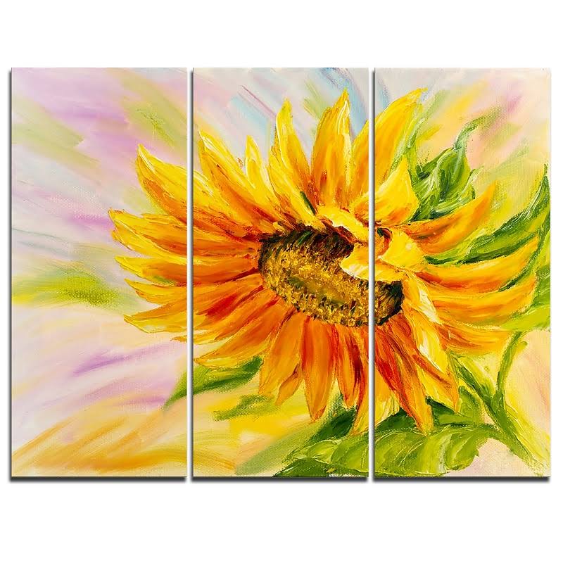 Sunflower Oil Painting 3 Piece Wrapped Canvas Set C7919