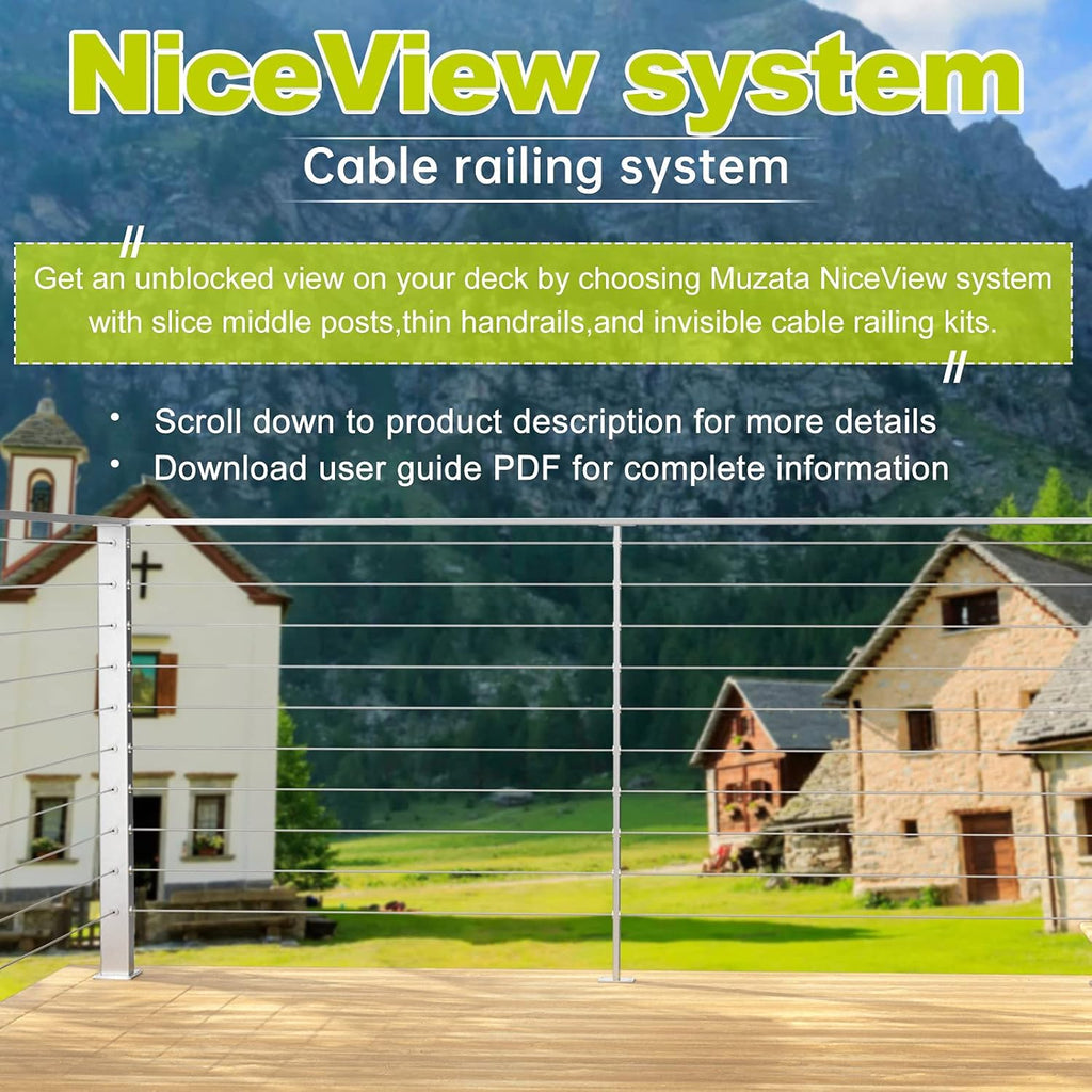 Black Stainless Steel Cable Railing Kit Hardware for 1/8 Wire Rope U17440