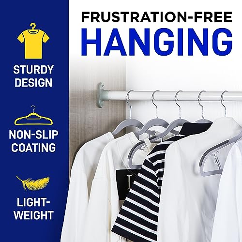 80 Pieces Black Clothes Hanger Set with 360° Swivel Hook and Non-Slip Rubber Design O450589