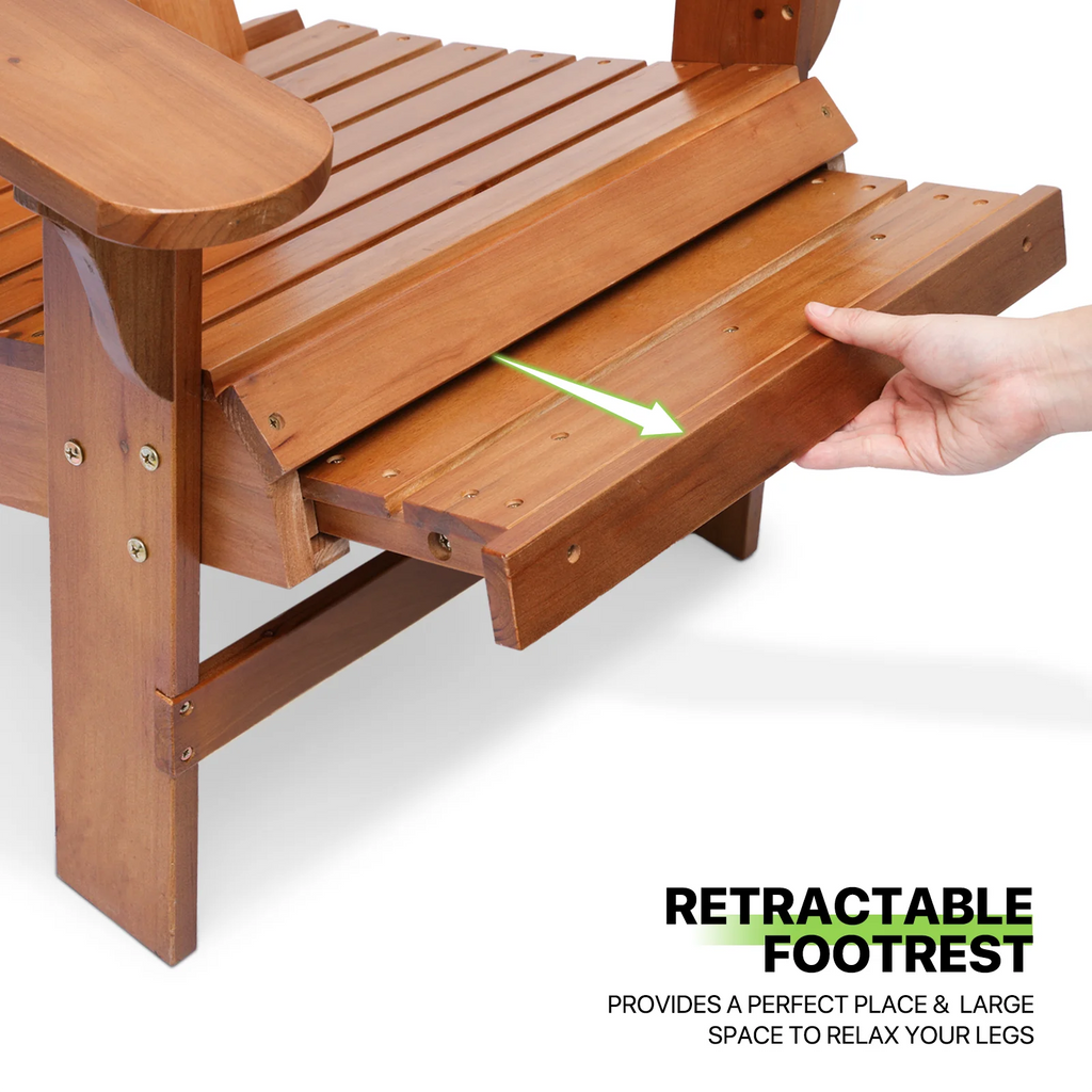 Set of 3 Teak Outdoor Folding Adirondack Chairs with Side Table C45094