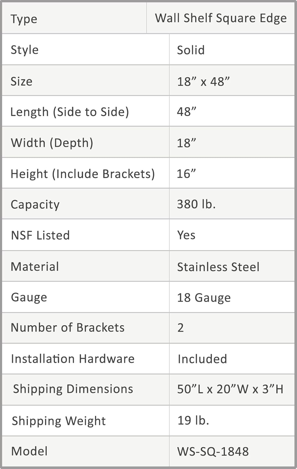 Stainless Steel Wall Shelf Y958809