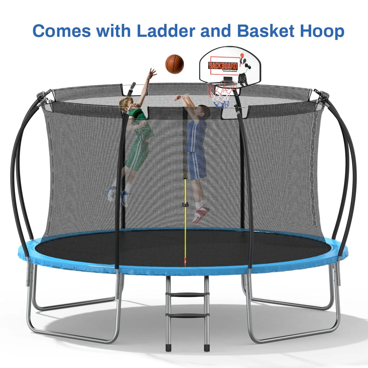 12 ft Trampoline with Enclosure and Basketball Hoop C739716