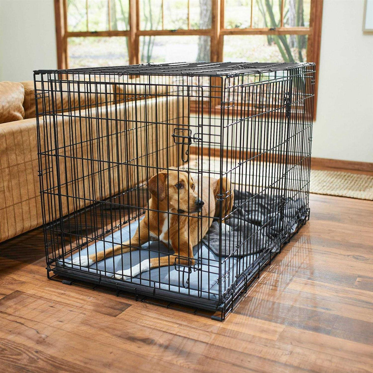 Heavy Duty 3 Door Collapsible Wire Dog Crate Z421783