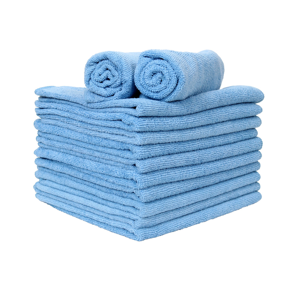 Blue Microfiber Hand Towels, Bulk Case of 180, 15x24 O486753
