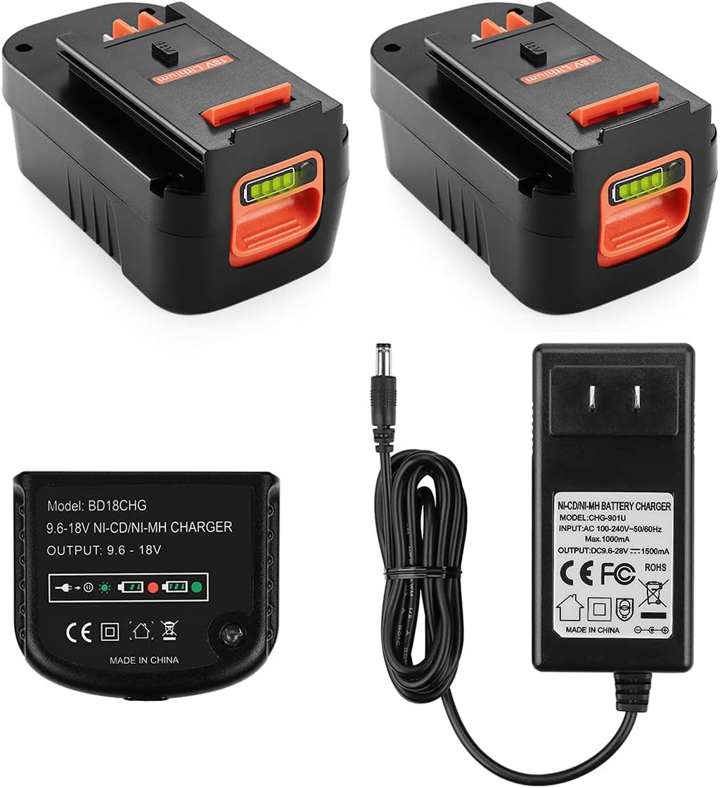 2Pack 3.0Ah Lithium Replacement Battery for Black and Decker 18 Volt Battery W117