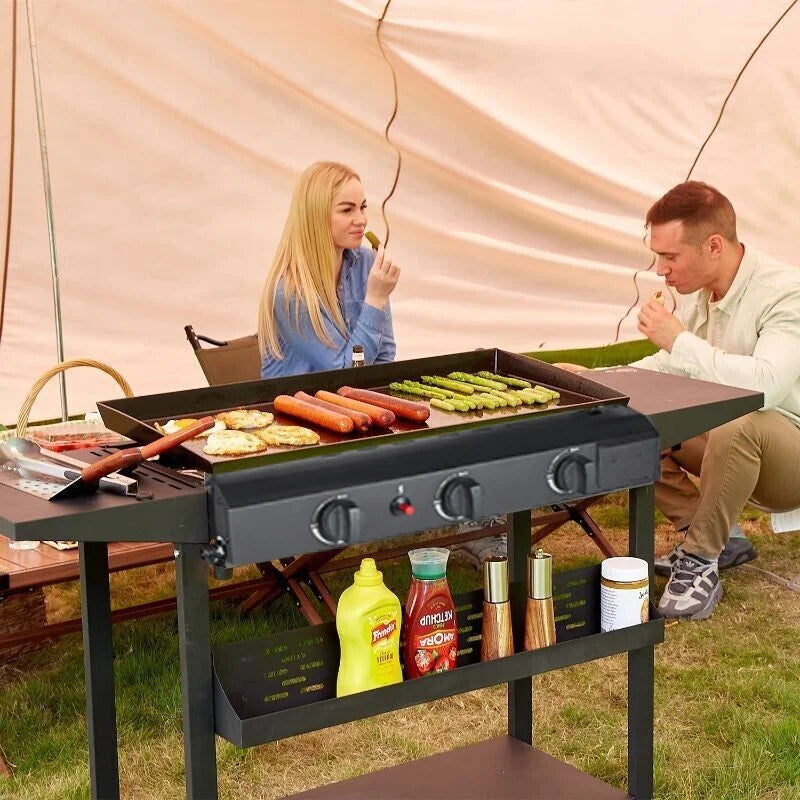 3 Burner BBQ Propane Gas Grill, Stainless Steel, Black A38720