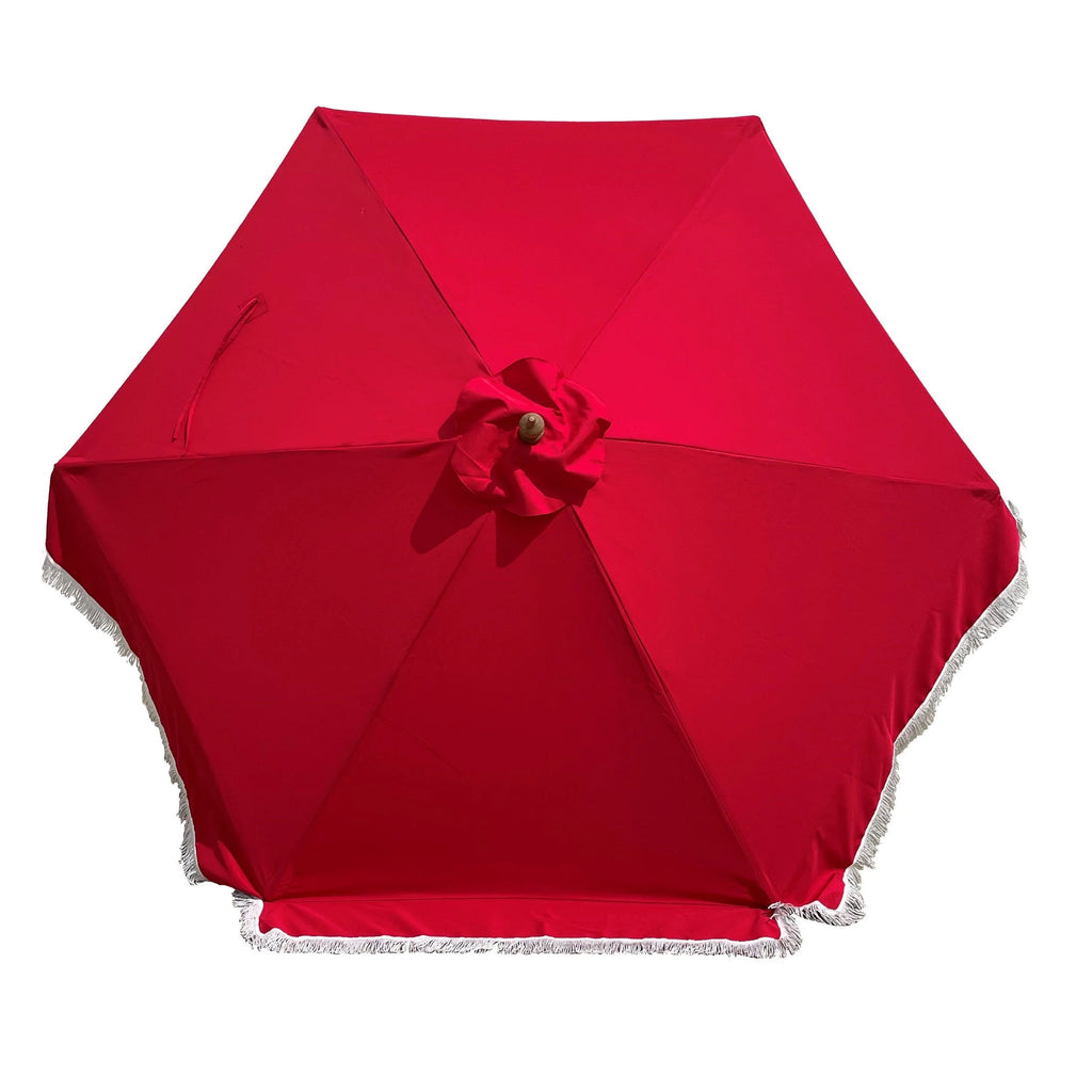 Red 9ft 6 Ribs Replacement Umbrella Canopy with Fringed Valance M273496