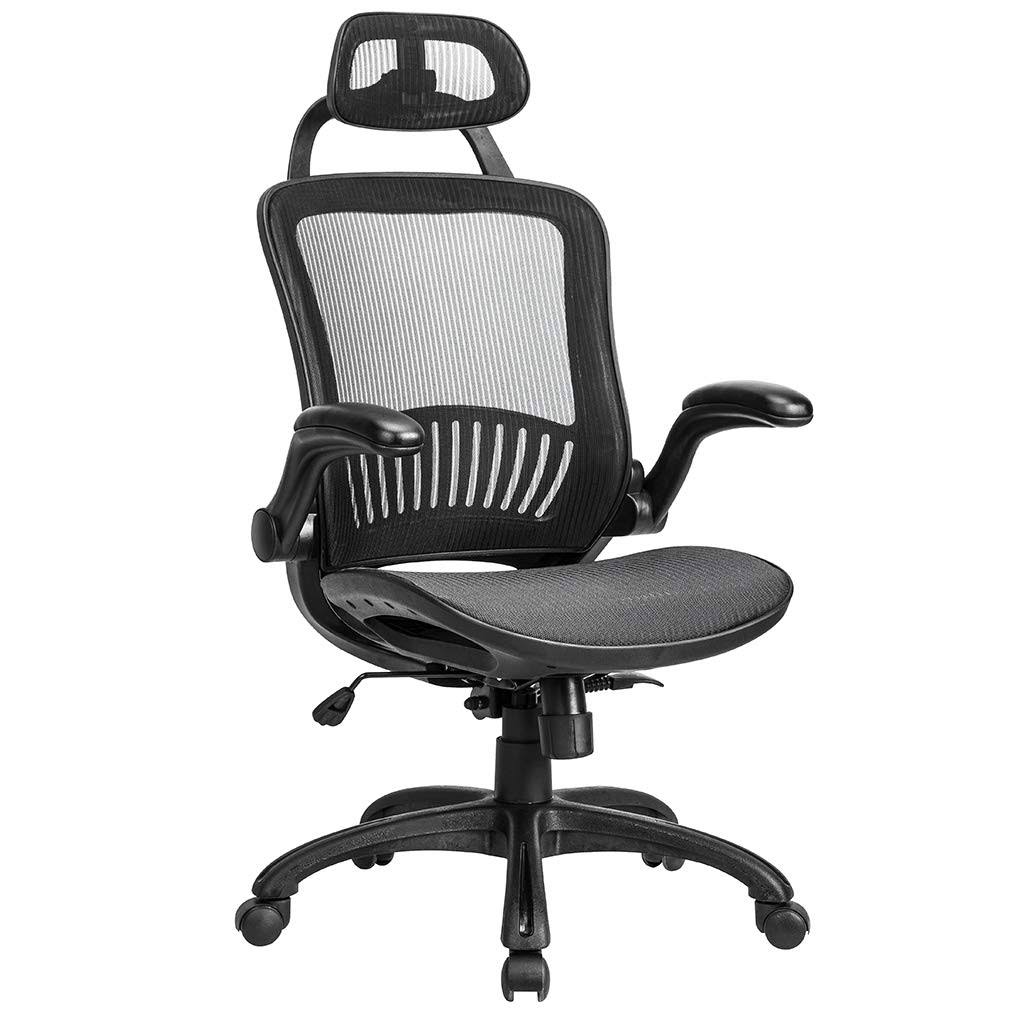 Mesh Executive Chair High Back with Adjustable Headrest and Padded Flip-Up Arms X111