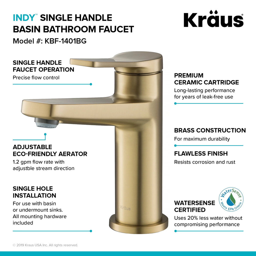 Single Handle Bathroom Faucet in Brushed Gold N120618