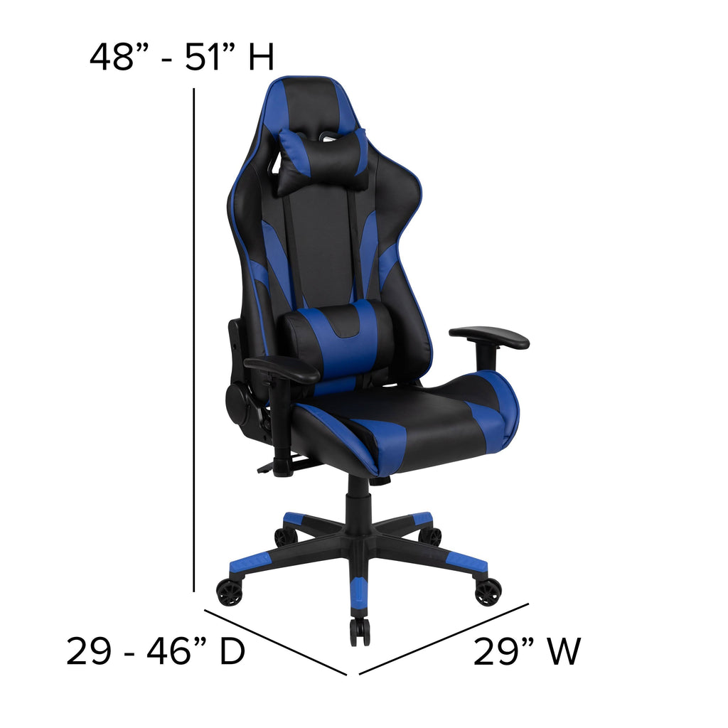 Black Reclining Gaming Chair Set with Cup Holder and Headphone Hook Y874