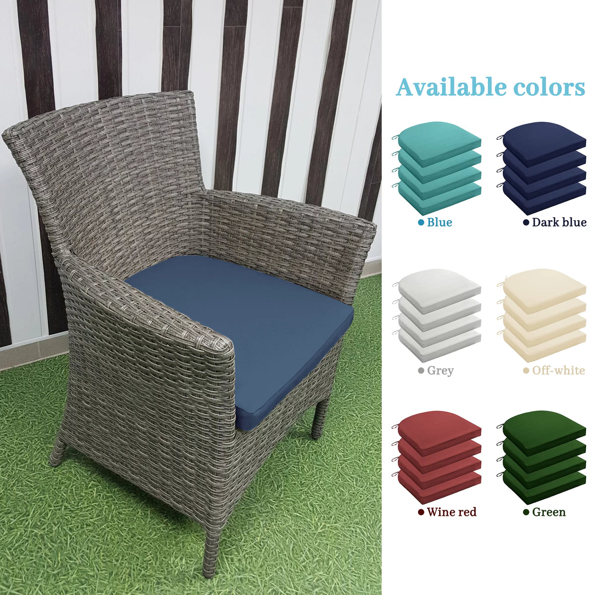 Waterproof Outdoor Seat Cushions Set of 4 Navy Blue R81428