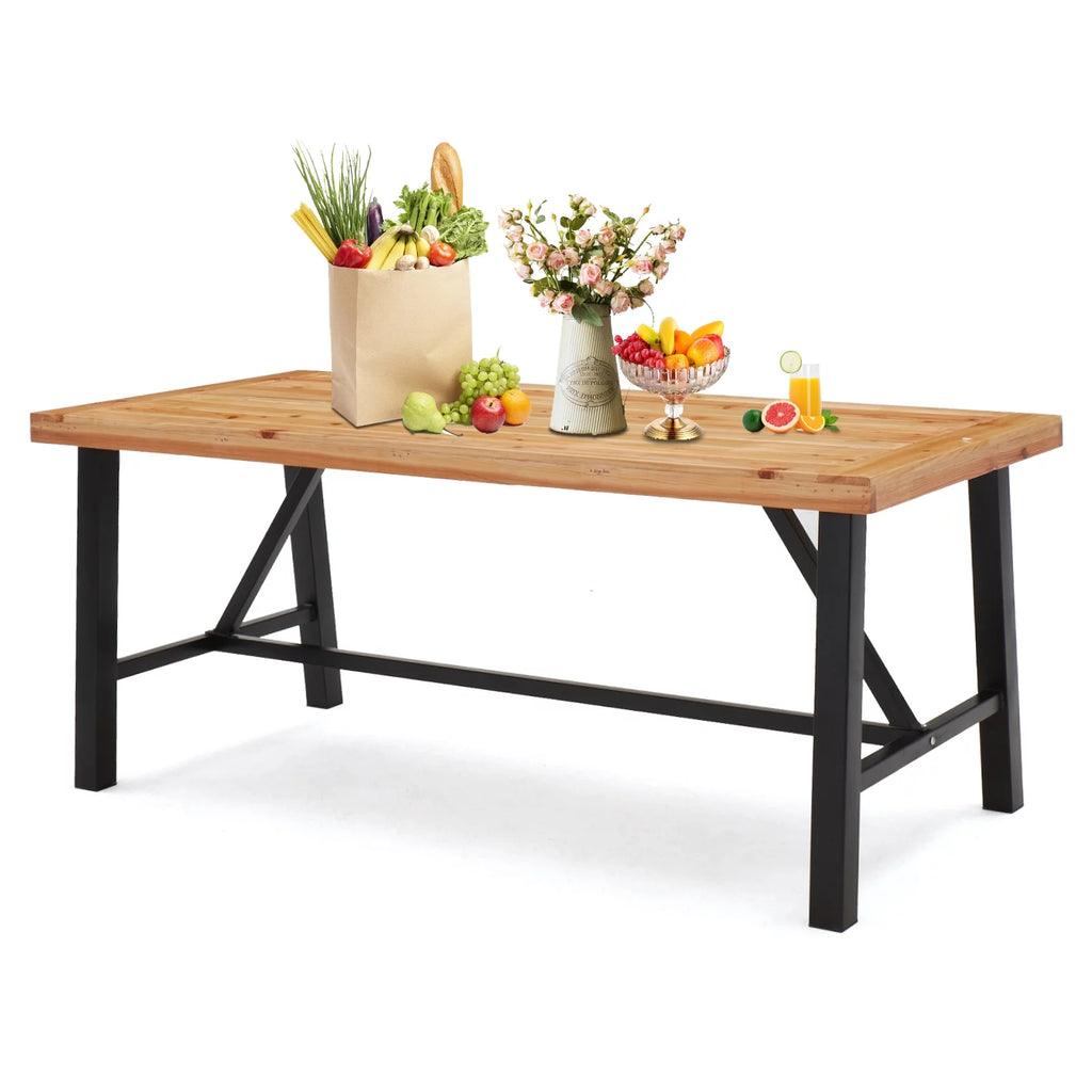 Wooden Picnic Table with Iron Legs A21273