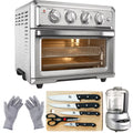 Silver Convection Toaster Oven Air Fryer with Mini Food Processor, 5-Pieces Knife Set, Cutting Board and Safety Gloves L6444
