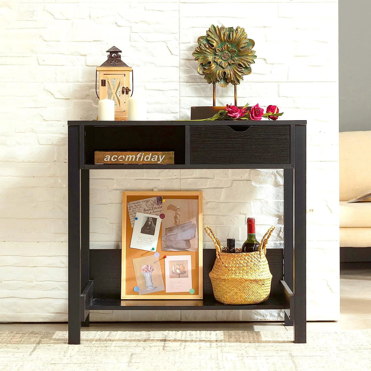 Black 32 inch Computer Desk with Drawers W230288