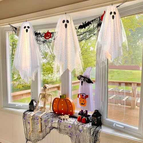 Light-up White Hanging Ghost Decorations P305