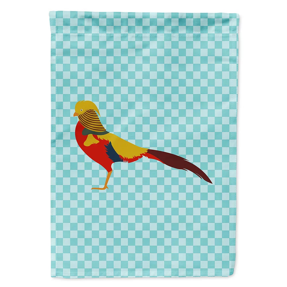 Golden or Chinese Pheasant Blue Check Flag Canvas House Size Large F368
