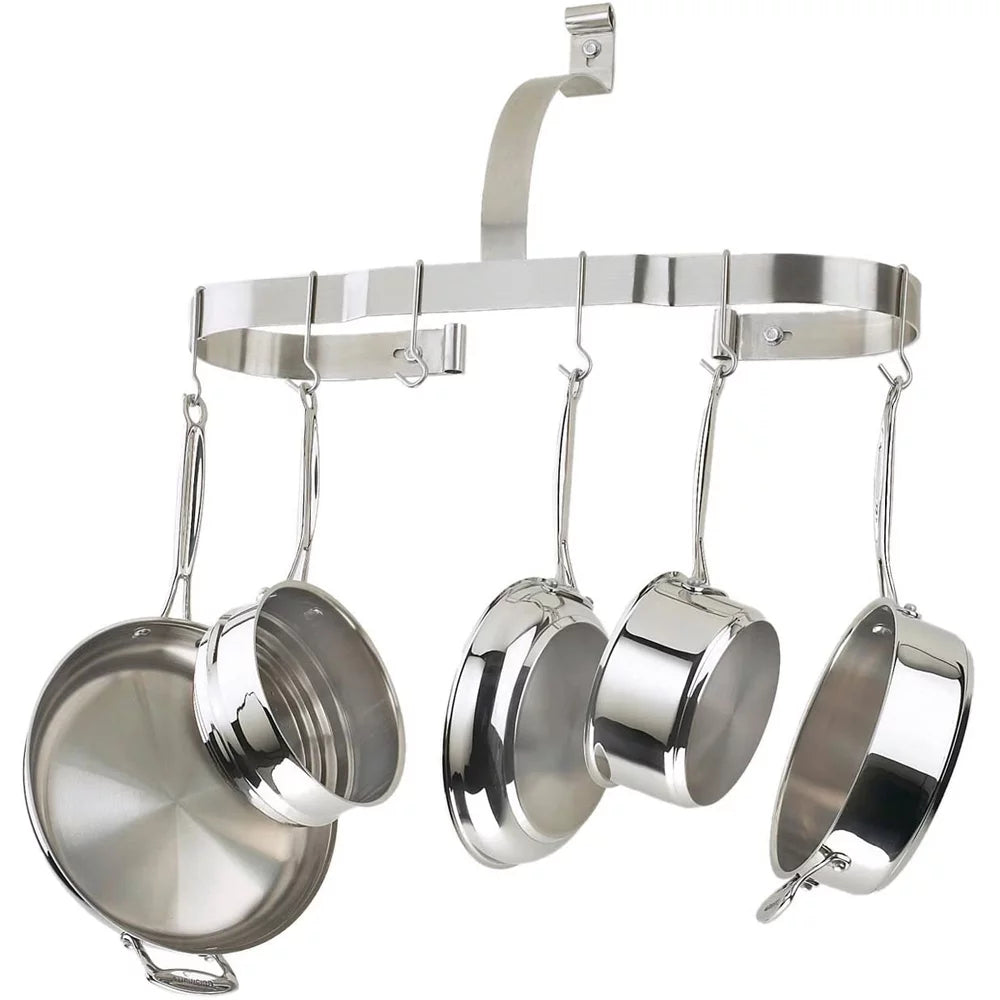 7-Piece Stainless Steel Cookware Set with Wall Mounted Rack G92082
