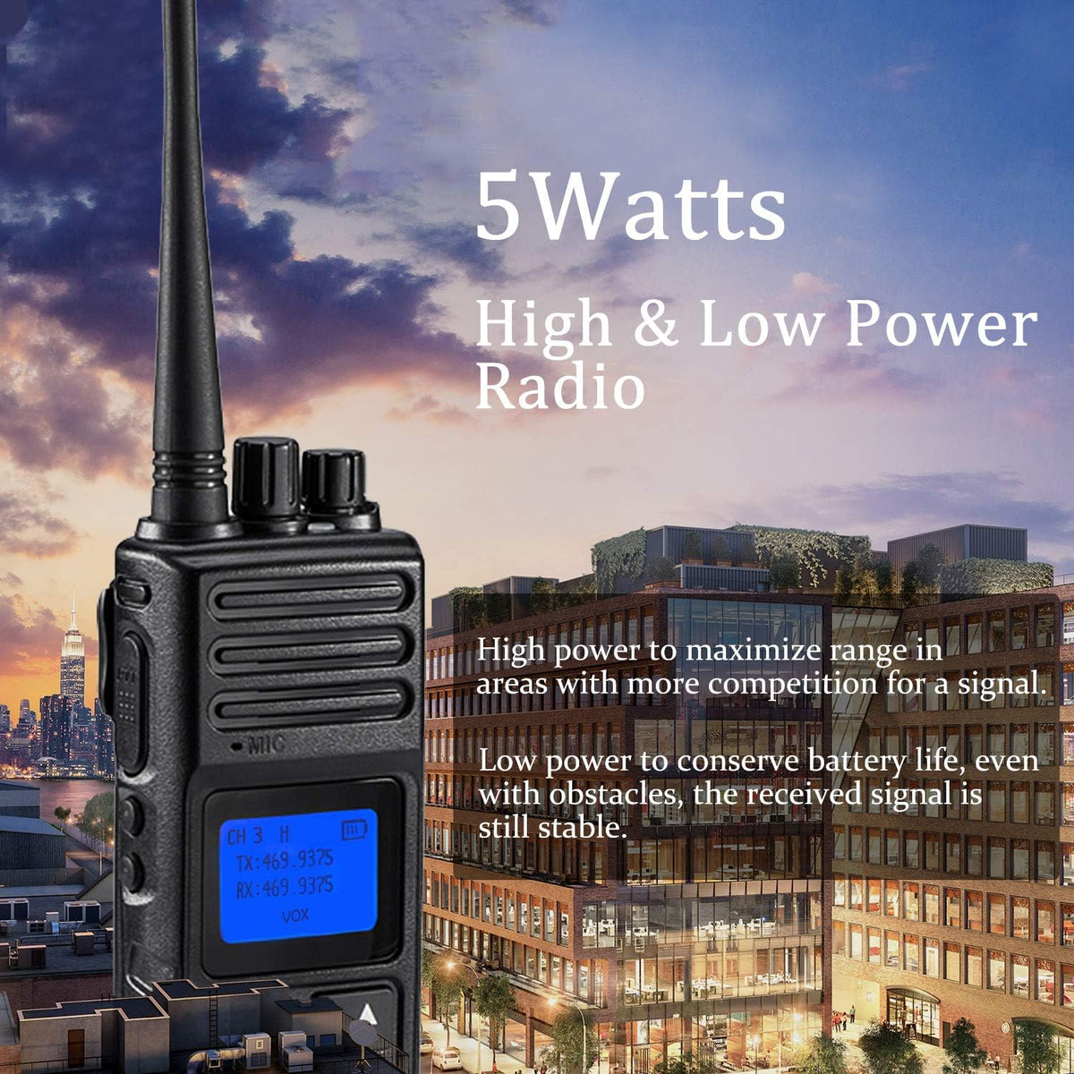 5 Watts UHF Programmable Handheld Two Way Radios 6 Packs Q6457