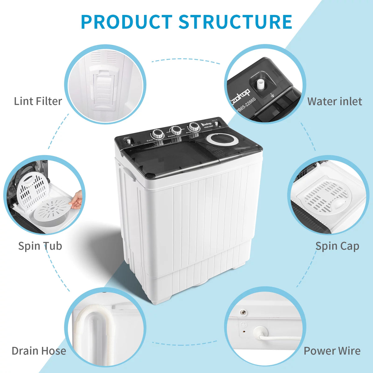 26Lbs Semi-automatic Twin Tub Washing Machine Z7600
