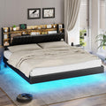 Full Floating Bed Frame with Charging Station, Black X5525