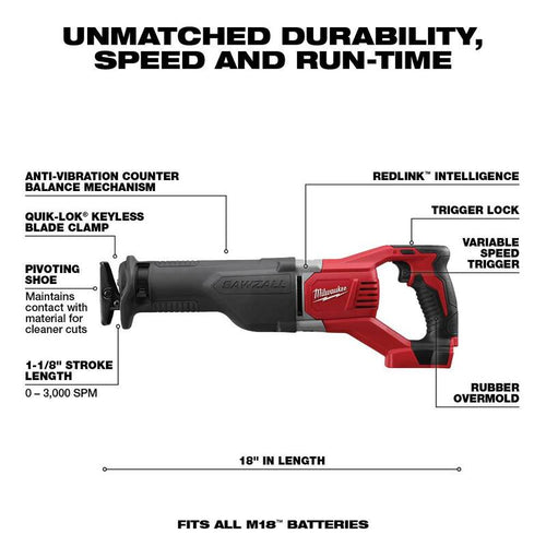 18V Cordless Reciprocating Saw with Two 3.0Ah Batteries L553278