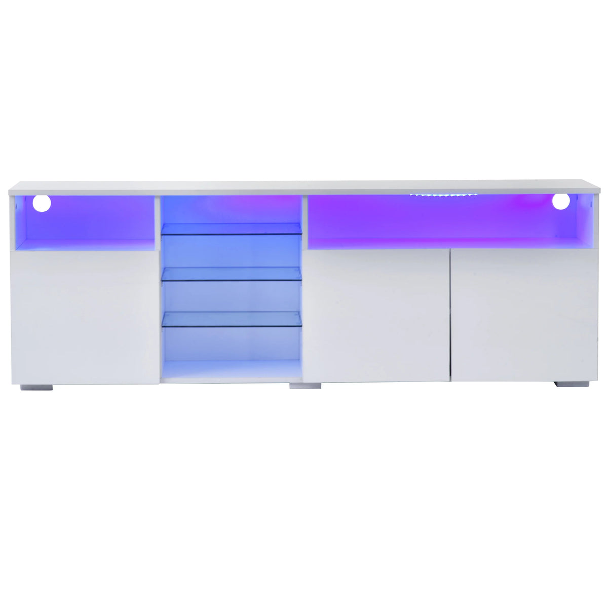 White High Gloss TV Cabinet with LED Lights S7745