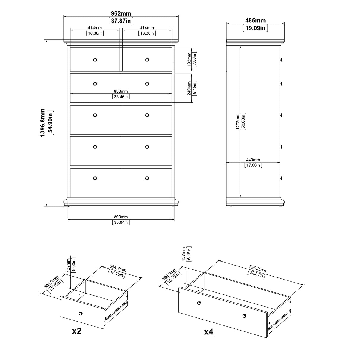 White 6 Drawer Chest L474219