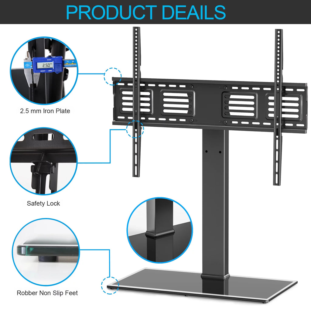 Universal Tabletop TV Stand up to 80 inch Flat Screen TV, Black G9695