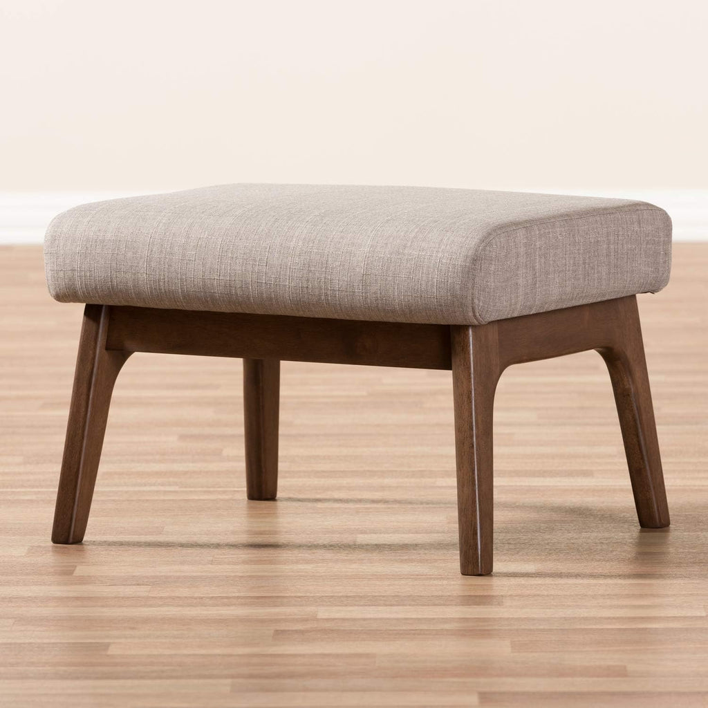 Light Grey Walnut Brown Fabric Polyester Ottoman Pack of 2 G597
