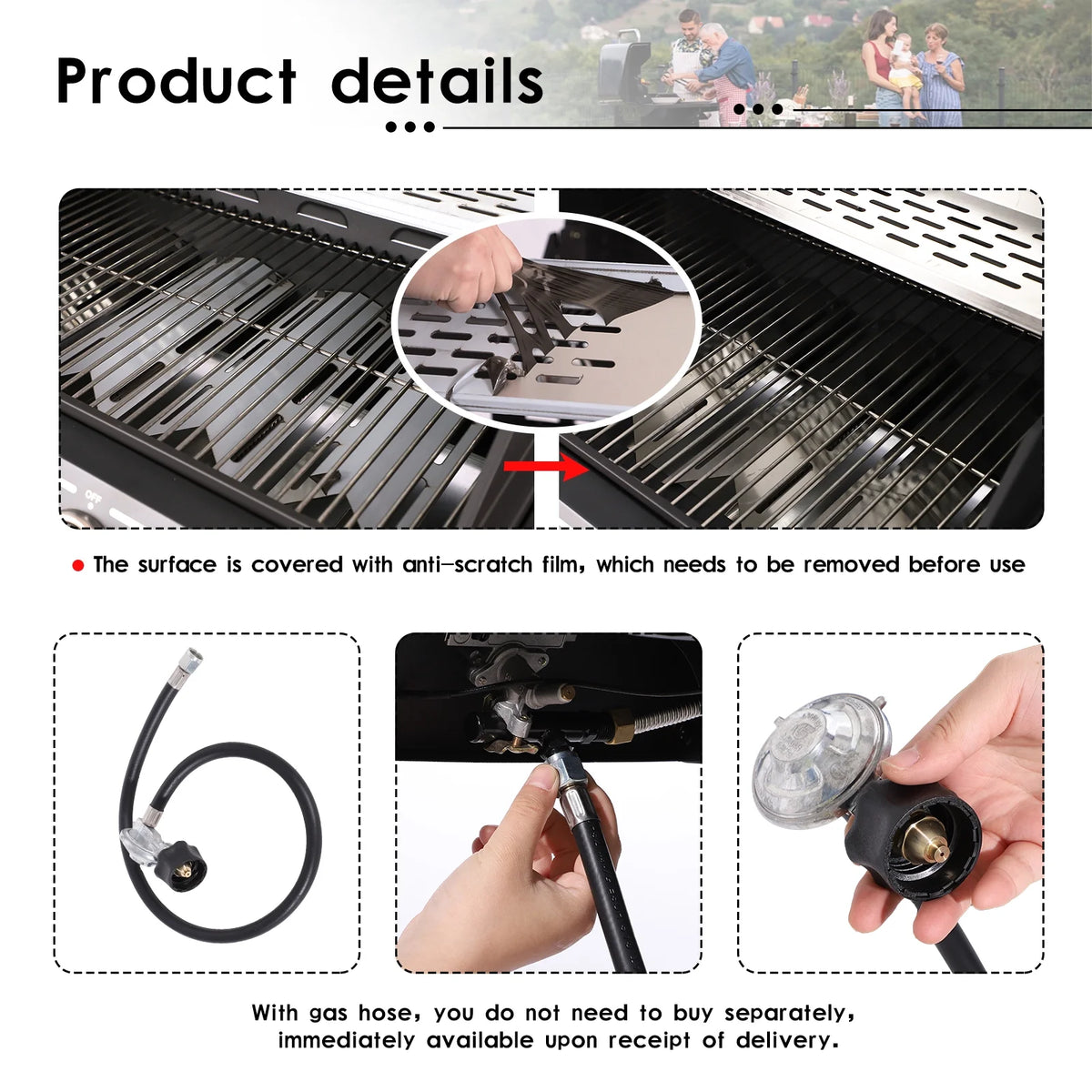 4-Burner Propane Gas Grill with Side Burner V165