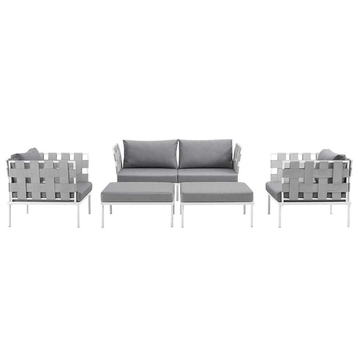 5 Piece White Gray Outdoor Aluminum Sectional Sofa Set R978