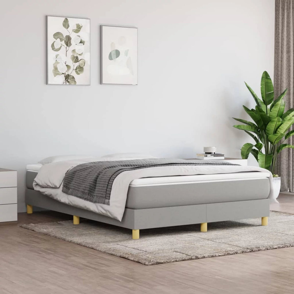Full Size Fabric Platform Bed Frame with Wooden Slat Support Z215470