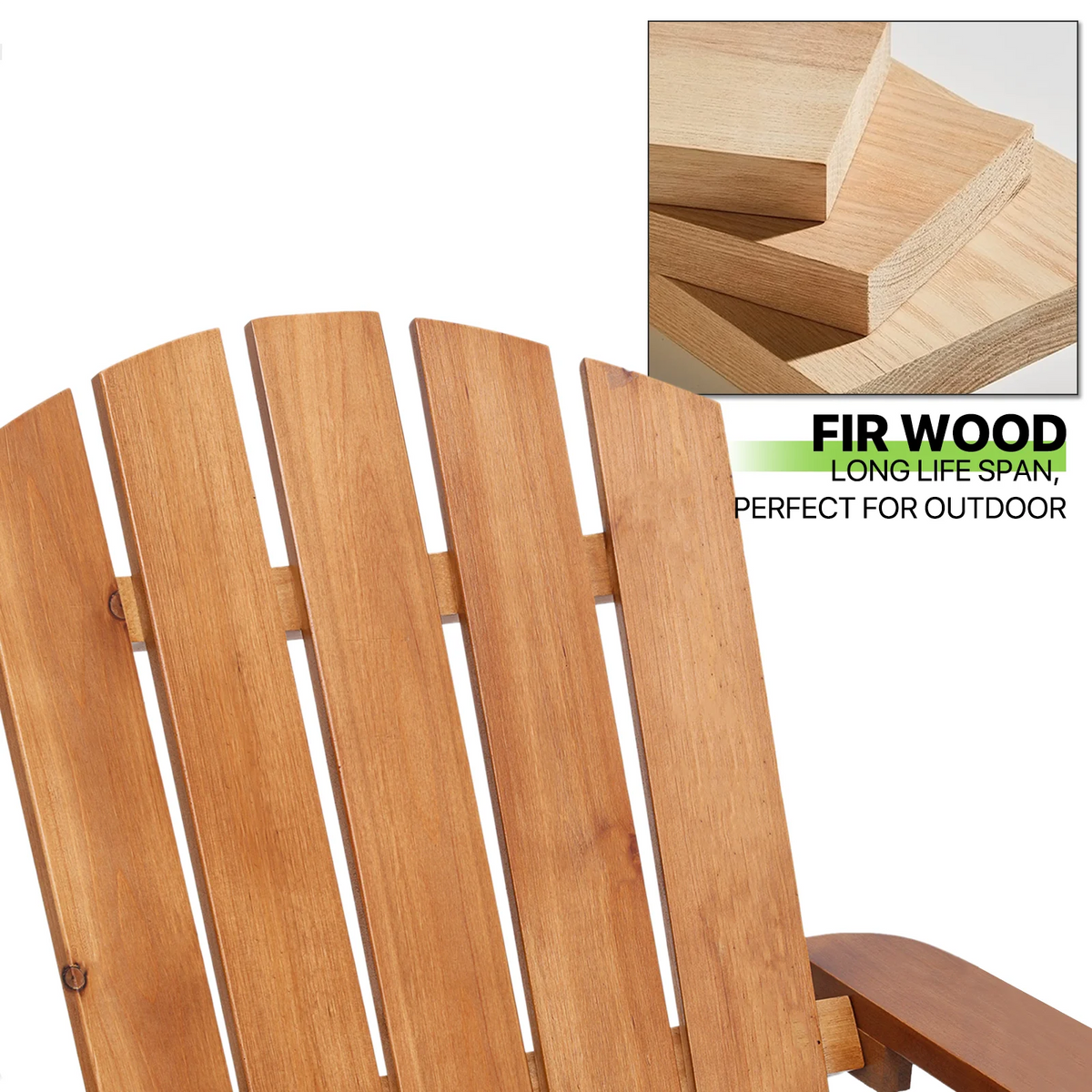 Set of 3 Teak Outdoor Folding Adirondack Chairs with Side Table C45094