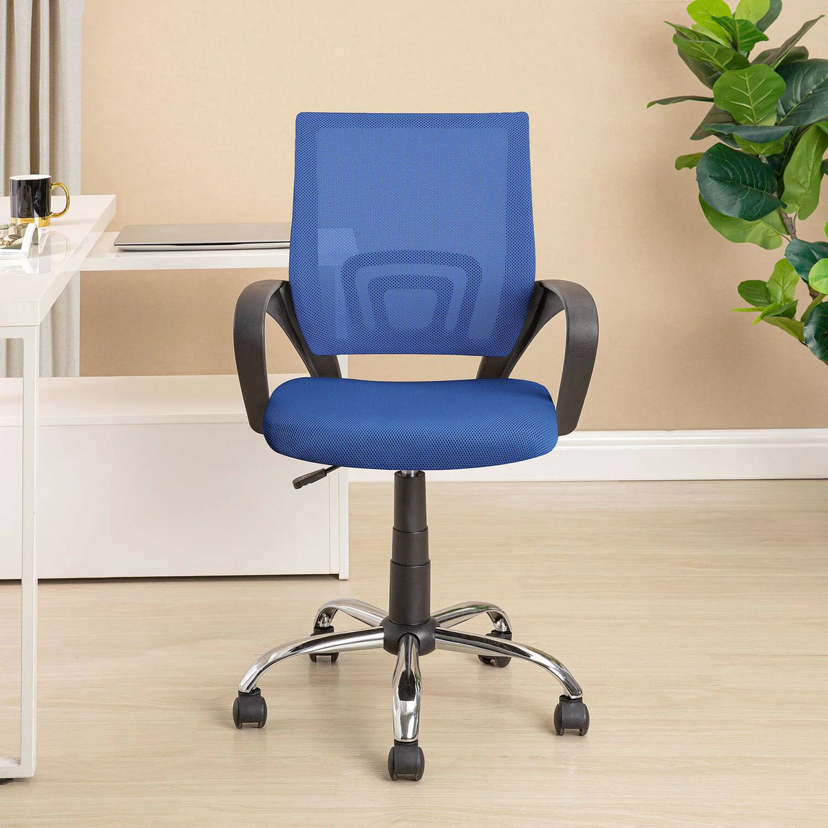 Blue Mesh Adjustable Office Chair with Lumbar Support T389
