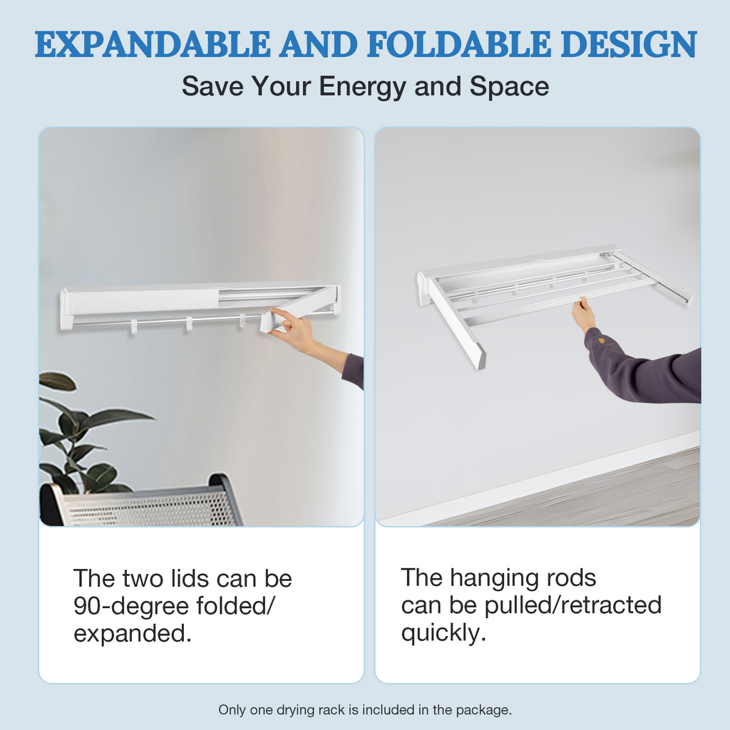 White Wall Mounted Foldable Clothes Drying Rack S1959