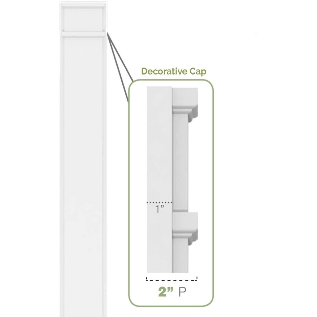 Two Equal Flat Panel PVC Pilaster with Decorative Capital & Base (Pair) S796